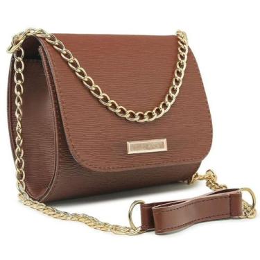 Imagem de Bolsa Feminina Transversal Tira Colo Corrente - CF Ecommerce, Caramelo