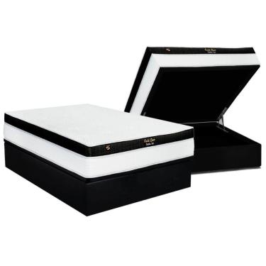 Imagem de Conjunto Box Baú Casal: Colchão Espuma Luckspuma Masterpocket Gold Line Elastic Gel + Base Crc Suede Black(138x188)