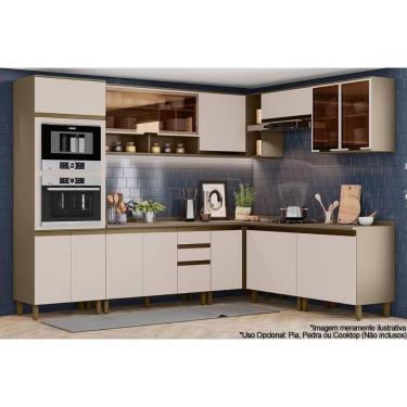 Imagem de Cozinha Completa Connect 13 Peças 13 Portas 2 Gavetas MDF 120cm Bege com Tampo e Recort...