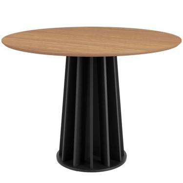 Imagem de Mesa De Jantar Redonda Pés Ripado Orgânico 105cm Ceci D03 Freijó Preto Fosco - Lyam Decor