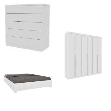 Imagem de Quarto Casal Completo Guarda-roupa Milano, Cama Mônaco E Cômoda Premium Espresso Móveis Neve