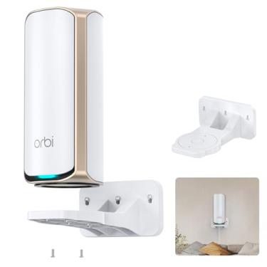 Imagem de Suporte de parede para roteadores Orbi WiFi 7 – Compatível com sistemas de malha Orbi 970, 870, 770 e Nighthawk WiFi 7, suporte seguro Orbi para economizar espaço e aumentar o sinal (RBEWMB-10000S