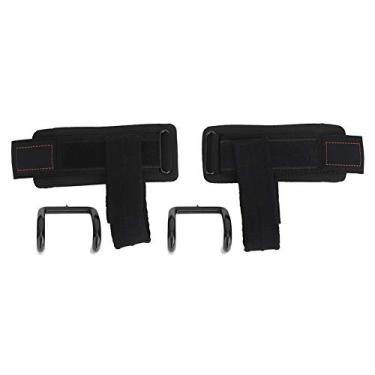 Imagem de Ganchos de pulso de levantamento de peso As correias de treinamento de energia não deslizantes para pull ups remar treinos de halteres de barragem preto 1 par