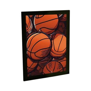 Imagem de Quadro Decorativo Basquete Ilustração Bolas Decoração Poster Quarto Sala