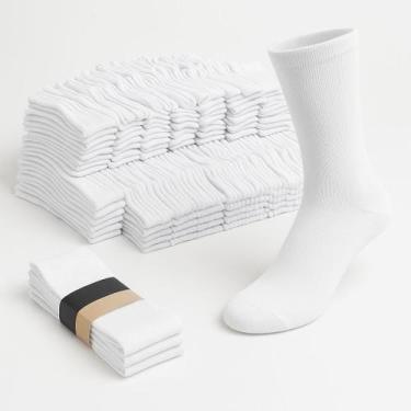 Imagem de Kit com 50 pares de meia brancas atacado veste do 38 ao 44 - FASHION M