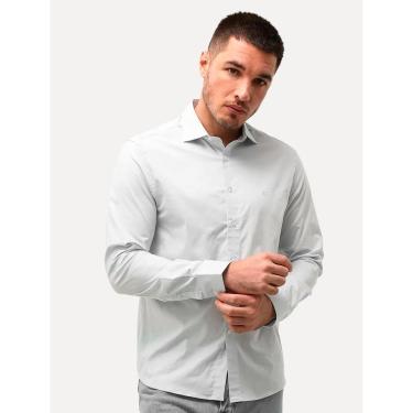 Imagem de Camisa Ellus Masculina Tricoline LY Slim Italian Cinza-Masculino