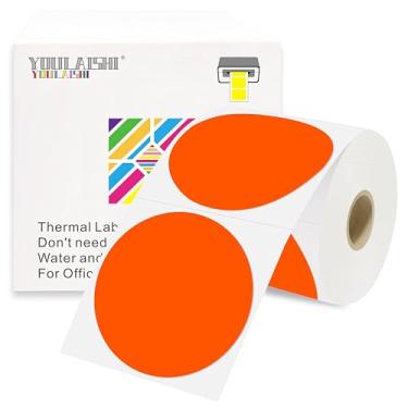 Imagem de YOULAISHI Etiquetas redondas de codificação de cores de 7 x 7 cm, etiquetas térmicas circulares, imprimíveis, à prova d'água, 500 peças, adesivos redondos para escritório, casa, garagem, adesivos DIY
