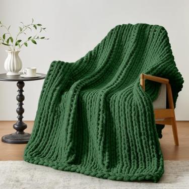 Imagem de Cobertor de malha grossa, cobertor de chenille de malha 76 cm x 101 cm para sofá de cama, cobertor de crochê verde grama feito à mão, cobertor grosso para crianças, lavável na máquina, cobertor bonito