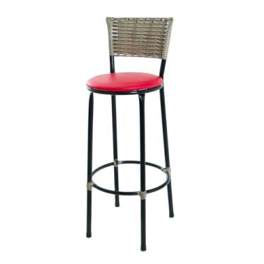 Imagem de Banqueta Alta Junco Sintético Cor Capuccino Para Áreas externas e internas. (VERMELHO)