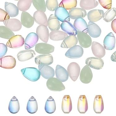 Imagem de PATIKIL Contas de gota de vidro tcheco, 100 peças de contas de semente de vidro transparente perfuradas na parte superior contas de gota de chuva de cristal, multicoloridas, 6 x 9 mm