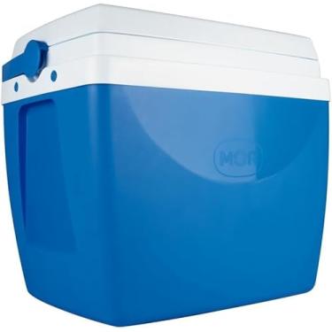 Imagem de Caixa Térmica Mor Cooler 34 Litros 50 Latas Praia Piscina Lazer Jardim Camping Porta Copo Resistente (BRANCO/AZUL)