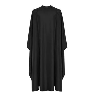 Imagem de FashionCha Capa de barbeiro, capa de corte de cabelo, profissional para salão de cabeleireiro, tingimento de cabelo, estilista, Preto