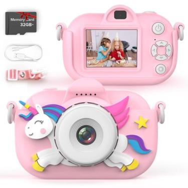 Imagem de Câmera MKQ Kids 32MP HD, lente dupla, vídeo 1080P, cartão TF de 32 GB