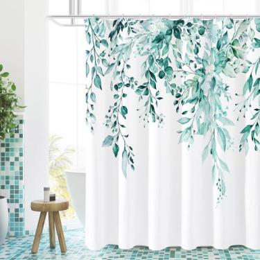 Imagem de Cortina de chuveiro Gibelle Long Teal Floral 180x200cm com ganchos