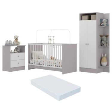 Imagem de Jogo de Quarto Infantil com Colchão Incluso Trevalla Móveis Pom Pom - 