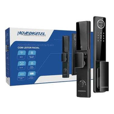 Imagem de Fechadura Inteligente WiFi Novadigital com Câmera Biometria Face ID Visor Tuya Smart Life SL-IDE Elite Bateria Recarregável Preta