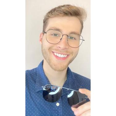 Imagem de Óculos Clipon Armação Masculino Grau Quadrada Smile 2 em1 - Palas Eyew