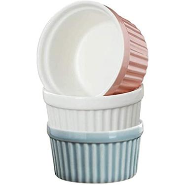 Imagem de Mini ramequins de cerâmica para forno de resistência a altas temperaturas utensílios de mesa de cerâmica ovo cozido no vapor copo pudim 3 peças 3 peças (cor: 3 peças)