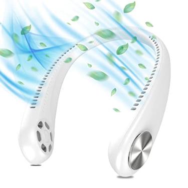 Imagem de Andwing Ventilador de pescoço portátil, ventilador de pescoço dobrável sem lâmina de 6000 mAh, recarregável com tela de LED, ajuste de 3 velocidades, fluxo de ar de resfriamento de 360°, ventilador