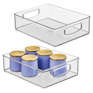 Imagem de Caixa organizadora empilhável de plástico iDesign com alças para armários ou geladeira - Conjunto de 2 - Transparente