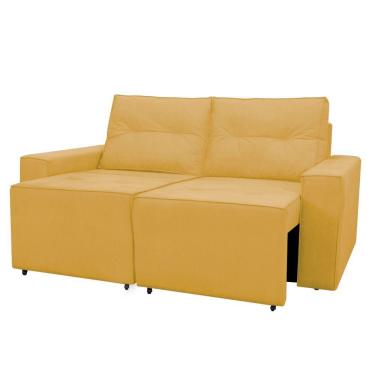Imagem de Sofá Retrátil Polo 1,80m Confortavel Para Sala Suede Herrero Cor:amarelo