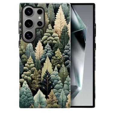 Imagem de heindiy Compatível com Samsung Galaxy S25 Ultra, capa brilhante, proteção total, à prova de choque, anti-arranhões, capa de TPU, capas para homem mulher - Natal exuberante coníferas