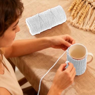 Imagem de Fio de algodão, corda artesanal macia para macramé, projetos de bricolage e muito mais, perfeita para pendurar na parede e decoração de casa