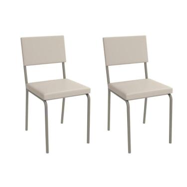 Imagem de Cadeira Sala De Jantar Zaria 2c128nk Aço Kit 2 Un Niquel-ano Bege - Kappesberg