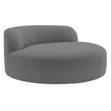 Imagem de Poltrona Orgânica Chaise Rússia Linho - Doce Sonho Móveis Cinza Escuro