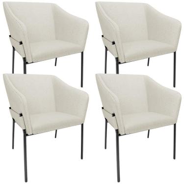 Imagem de Kit 4 Cadeiras Para Sala De Jantar Estar Living Olívia L02 Linho Champagne - Lyam Decor
