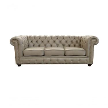 Imagem de Sofá Chesterfield De Couro 3 Lugares Avelã - Mempra