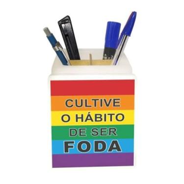 Imagem de Organizador de Mesa com LED Cultive o Hábito – Porta Caneta - Motivação que Ilumina