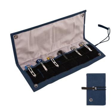 Imagem de Bolsa de exibição para faca de bolso, 6 compartimentos com canivetes, bolsa dobrável para armazenamento de facas pequenas, organizador de saco de rolo de facas, bolsa protetora de coleção de rolos de