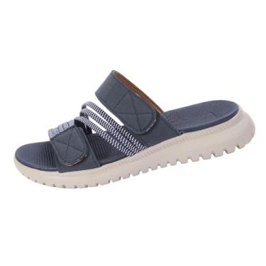 Imagem de Sandálias femininas casuais de salto plataforma com sola macia plus size primavera verão moderna versátil, Azul royal, 38