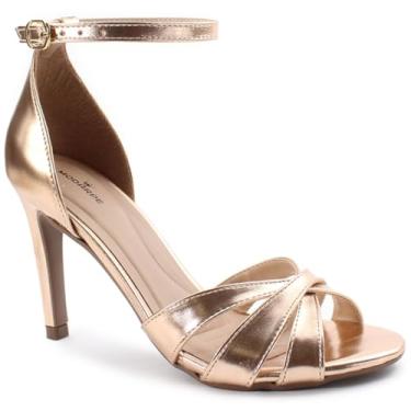Imagem de Sandália Modarpe Salto Fino Alto Confortável Feminina F23 (Rose Gold, BR, Adulto, Numérico, 33)