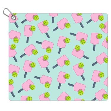 Imagem de Toalha Pickleball, 38 x 43 cm, toalhas de bola de pickle para mulheres com clipe mosquetão, toalha de golfe de microfibra, estampas modernas, presentes engraçados, acessórios de cobertor de pickleball