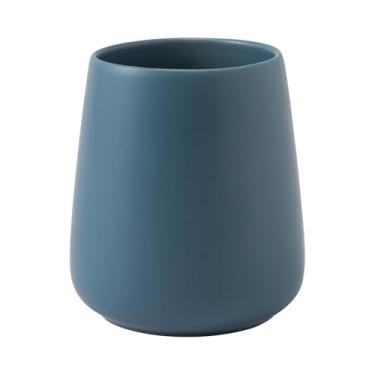 Imagem de Suporte de escova de dentes azul para banheiro - Suportes de escovação de dentes de cerâmica, copo de escova de dentes, organizador de pasta de dente para bancada de banheiro, suporte de escova de