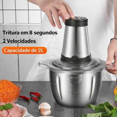 Imagem de Triturador Elétrico Inox 2L Multifuncional para Cozinha Pronta Entrega