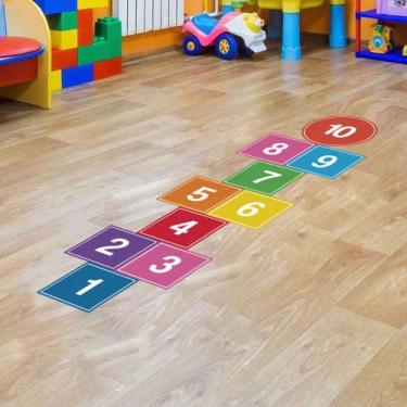 Imagem de Adesivo Destacável para Chão Infantil Amarelinha Colorida - TaColado, 