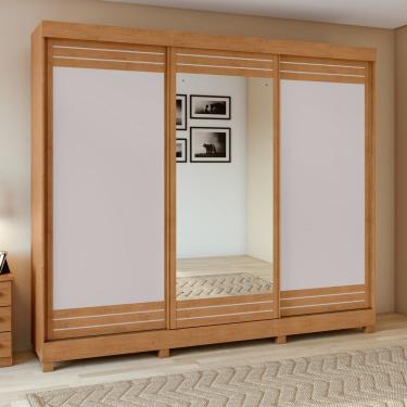 Imagem de Guarda Roupa Casal Nice Flex 3 Portas de Correr 4 Gavetas MDP com Espelho Frassino Móve...