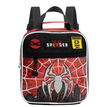 Imagem de Lancheira Térmica Escolar Infantil Spider Attention, Preto vermelho