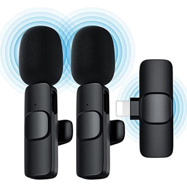 Imagem de Maogear Microfone de Lapela Sem Fio USB C Bluetooth para Android/iPhone iPad, 2 Canais, Vlog e Transmissão ao Vivo, Alumínio ou Zinco