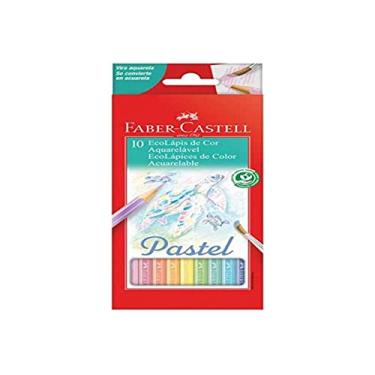 Imagem de Ecolapis de cor, Faber-Castell, 120210P, aquarelavel, Tons pastel, estojo com 10 cores, Multicor, 120210P