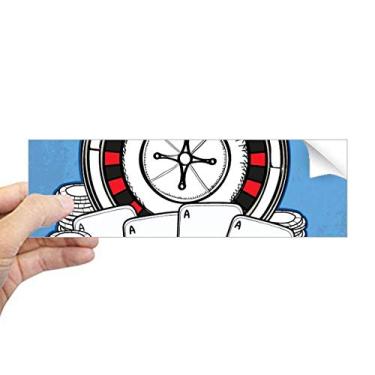 Imagem de DIYthinker Adesivo retangular com ilustração de toca-discos e fichas de pôquer, decalque de janela