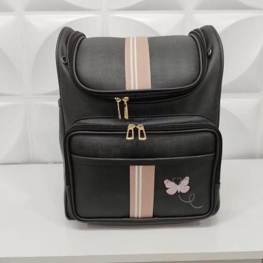 Imagem de Mochila Maternidade Preta/Rose Borboleta - Coutre Bolsas