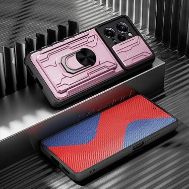 Imagem de Estojo à prova de choque para Xiaomi POCO X5 Pro 5G F4 GT com slot para cartão Anel Suporte para câmera Proteção para telefone Capa para POCO F5 M5S, Rosa, Para POCO M5S