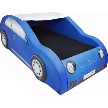 Imagem de Cama Carro Beetle Boy Solteiro Estofada - Cor Azul - Cama Carro Do Bra