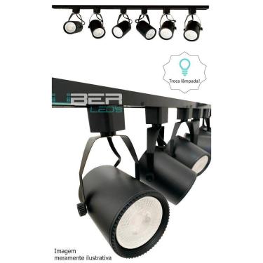 Imagem de Kit Trilho Eletrificado 1M Preto 4 Spot E27 Par20 Led 4000K