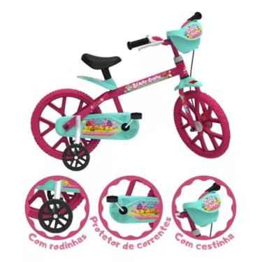 Imagem de Bicicleta com rodinha Infantil aro 14 Rosa menina com cestinha Bandeirante