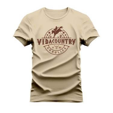 Imagem de Camiseta Plus Size Algodão Estampada Unissex T-Shirt Confortável Peão Agro Life-Unissex